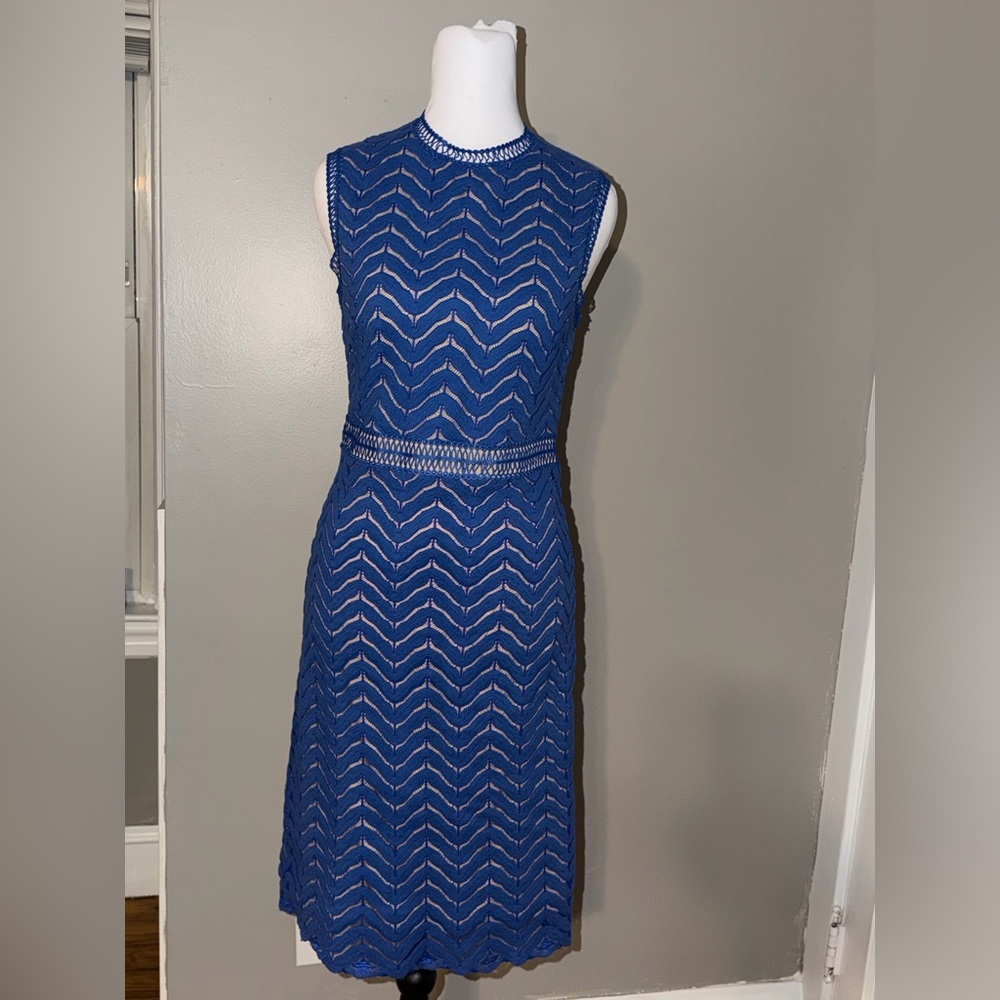 Chelsea28 Blue Chevron Midi Dress